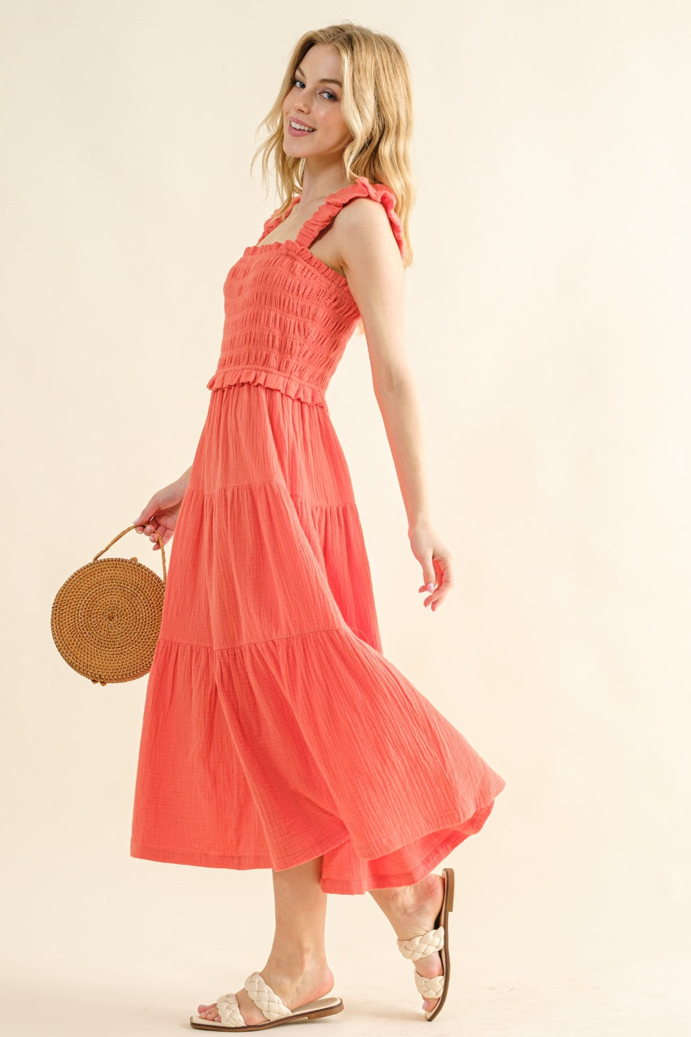 And The Why Smocked Ruffled Tiered Dress 6218 | Gulf Resellers