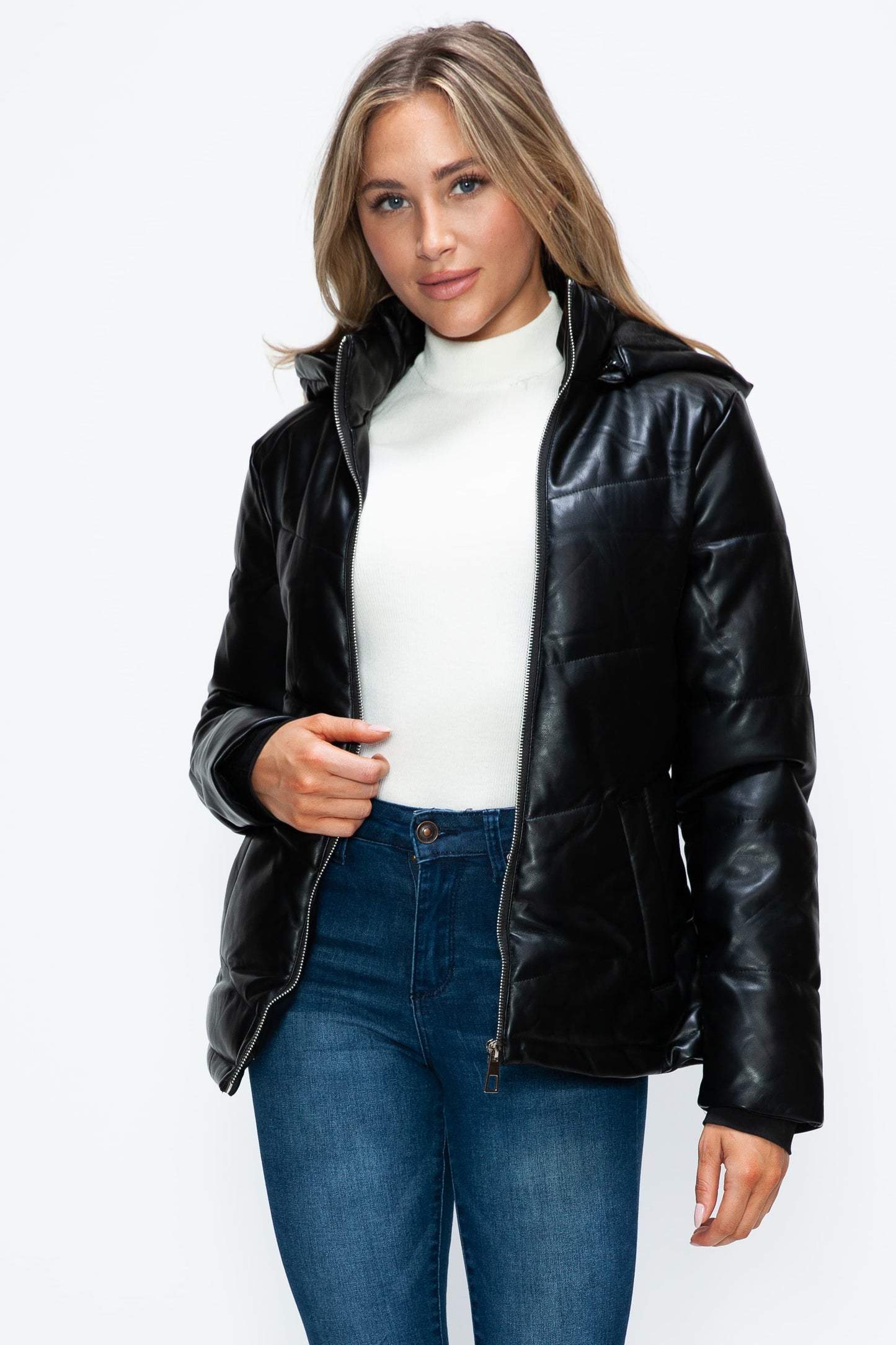 How Dare U Pocketed Zip Up Puffer Jacket with Removable Hood 15688 | Gulf Resellers