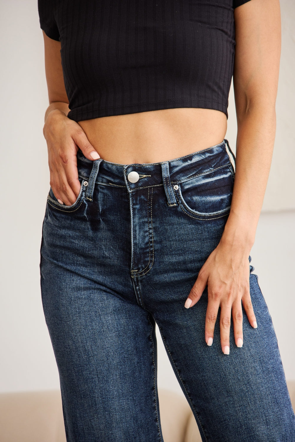 RFM Full Size Tummy Control High Waist Raw Hem Jeans 5019 | Gulf Resellers
