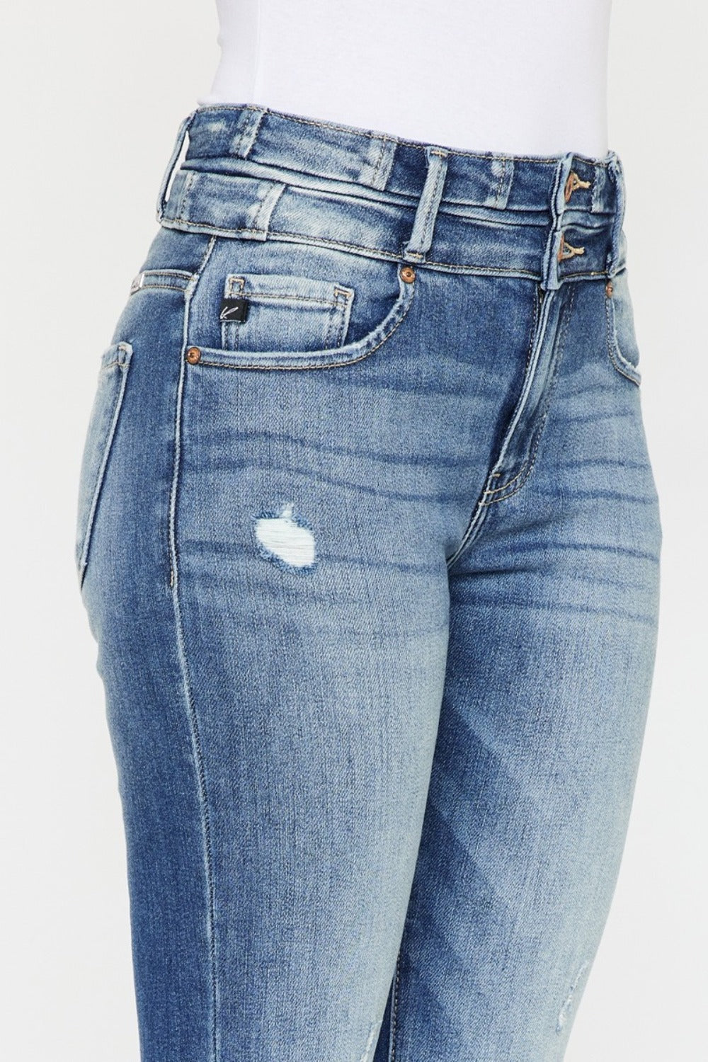 Kancan High Rise Wide Waistband Flare Jeans 9770 | Gulf Resellers