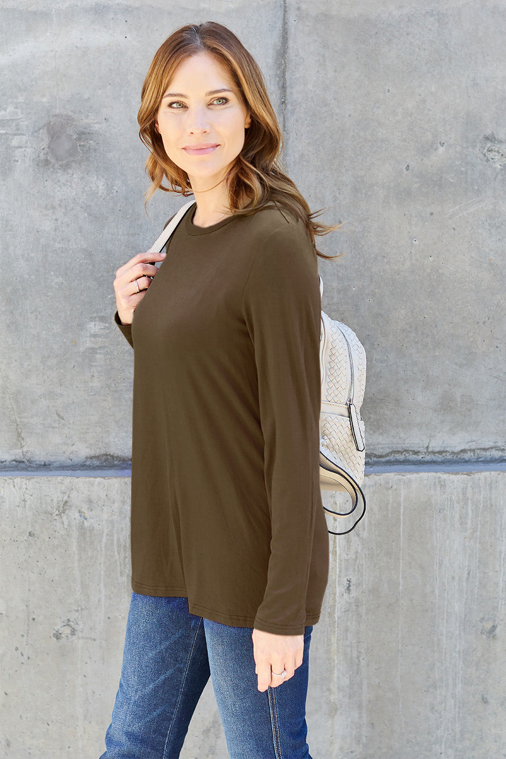 Basic Bae Full Size Round Neck Long Sleeve Top 7159 | Gulf Resellers