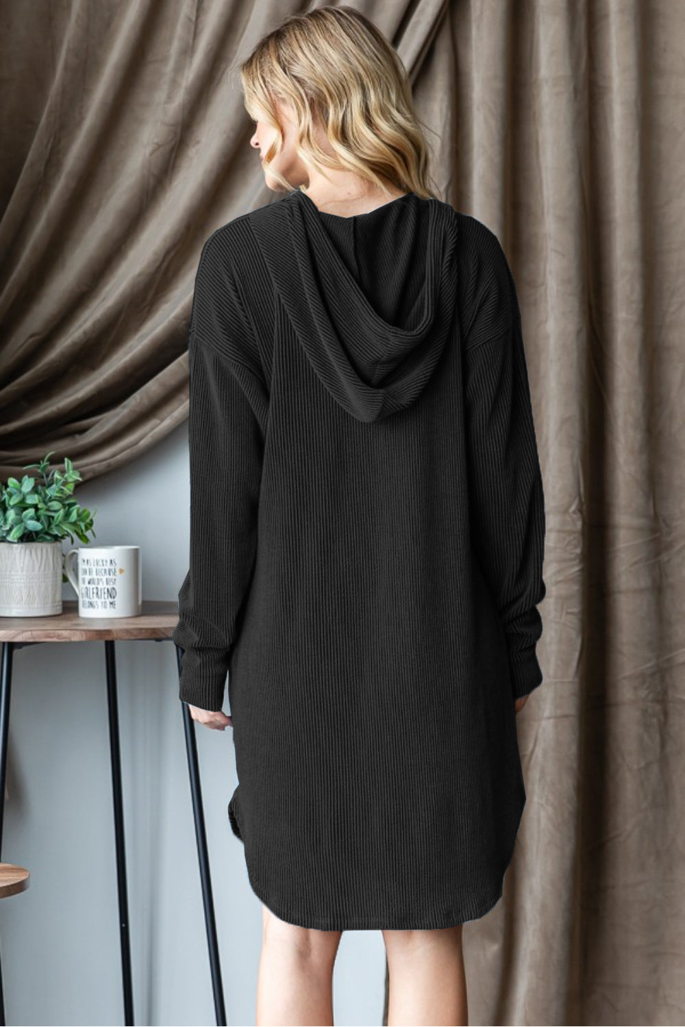 Heimish Ribbed Long Sleeve Hooded Dress 7891 | Gulf Resellers