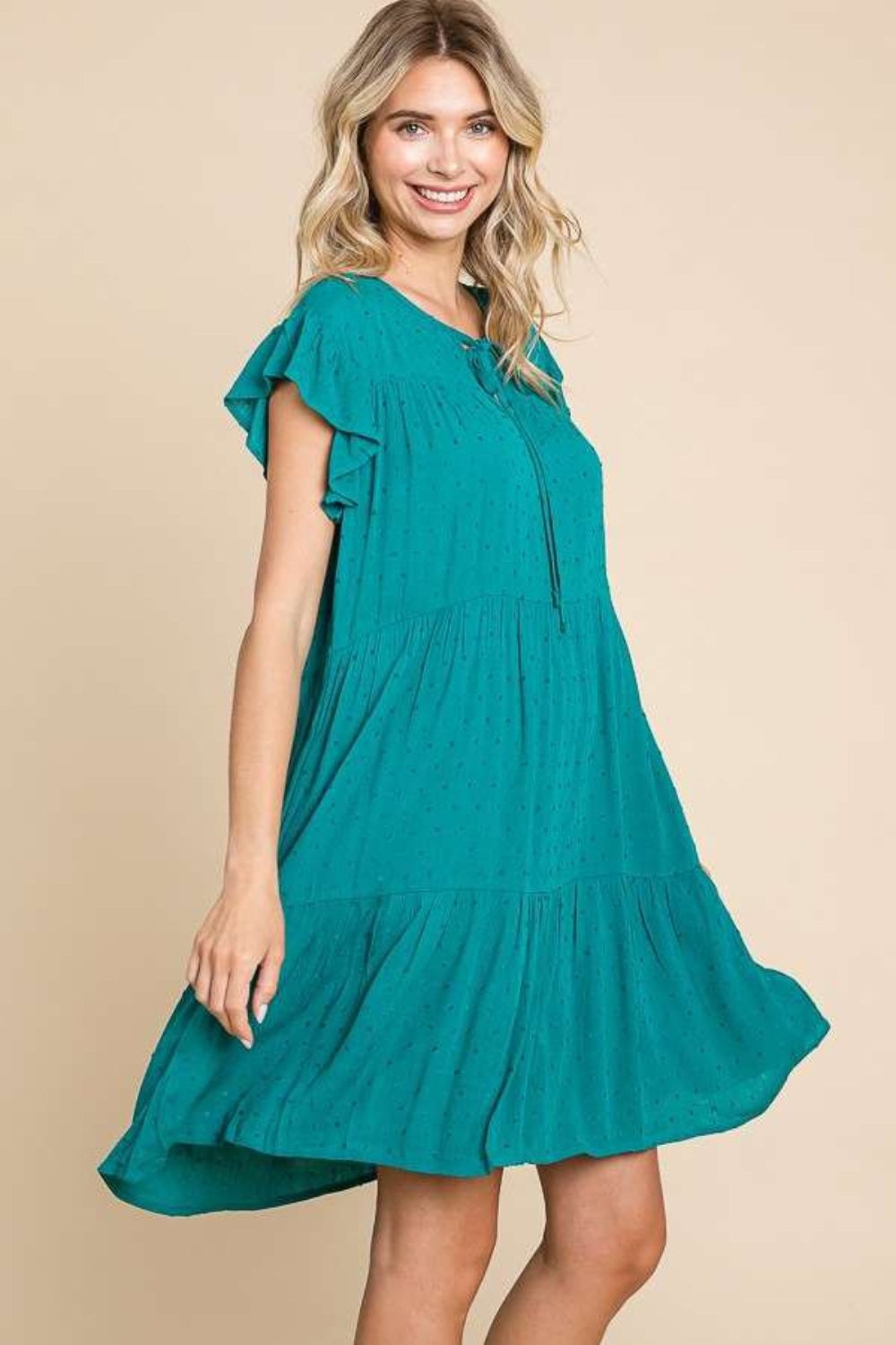 Culture Code Ruffle Cap Sleeve Tiered Dress 6527 | Gulf Resellers