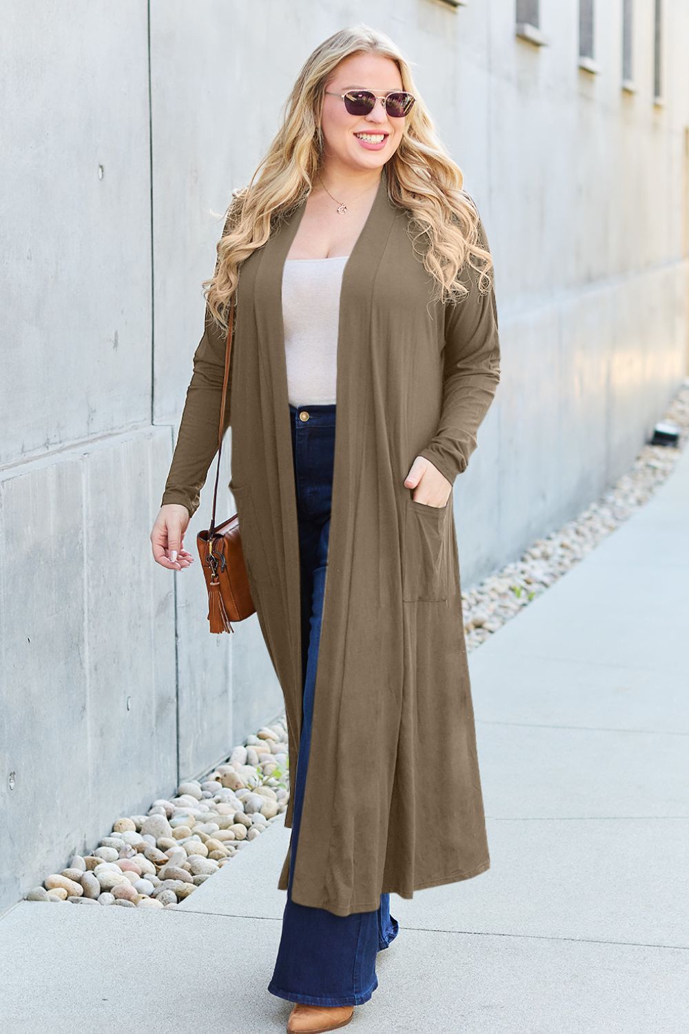 Basic Bae Full Size Open Front Long Sleeve Cover Up 12490 | Gulf Resellers