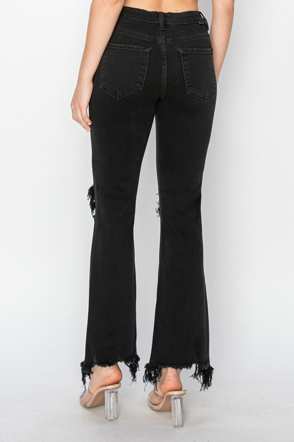 RISEN Full Size Distressed Raw Hem Jeans with Pockets 10566 | Gulf Resellers