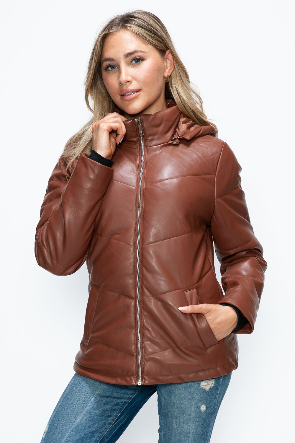 How Dare U Pocketed Zip Up Puffer Jacket with Removable Hood 16122 | Gulf Resellers
