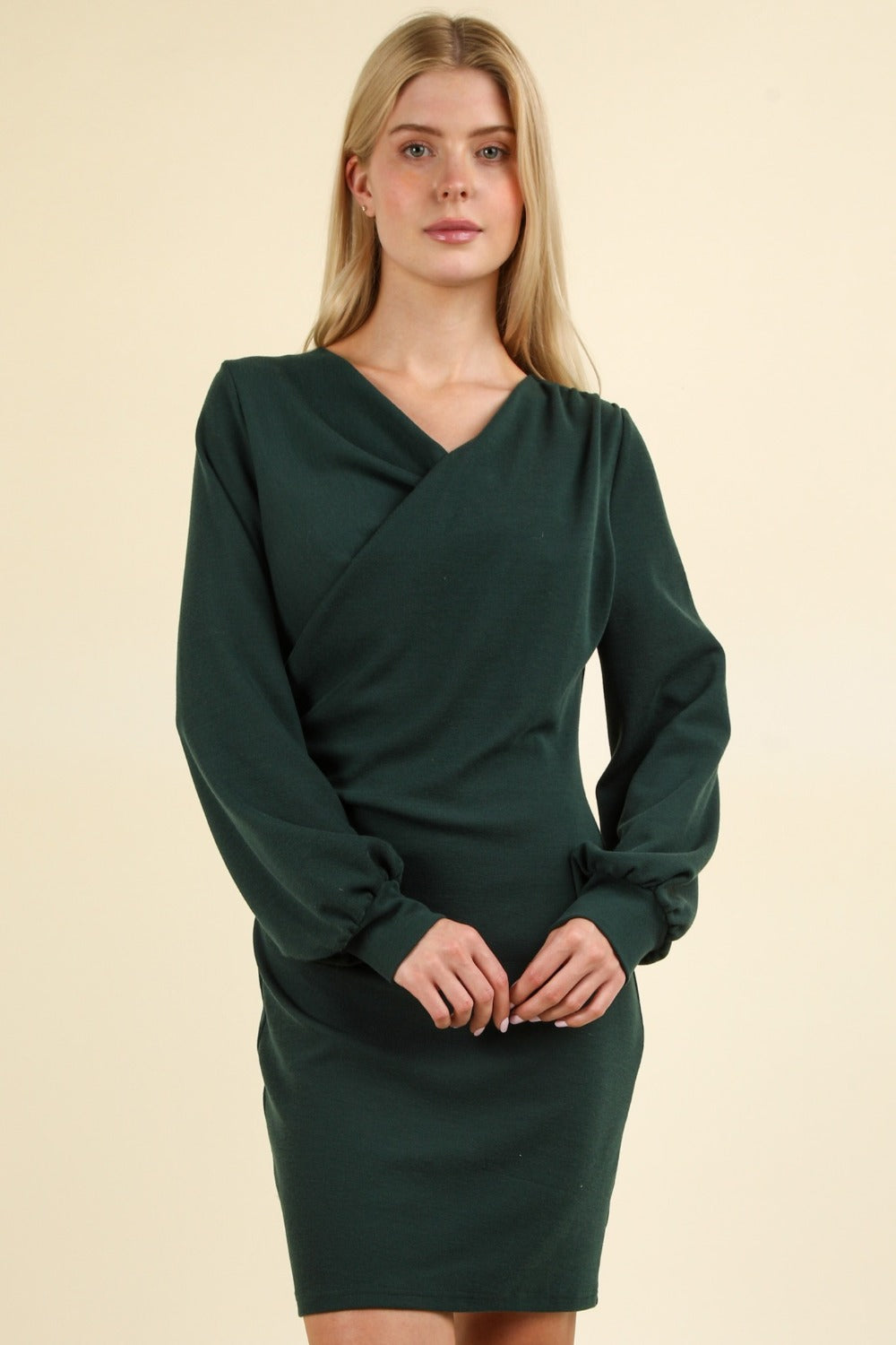 VERY J Ruched Detail Bodycon Mini Dress 9365 | Gulf Resellers