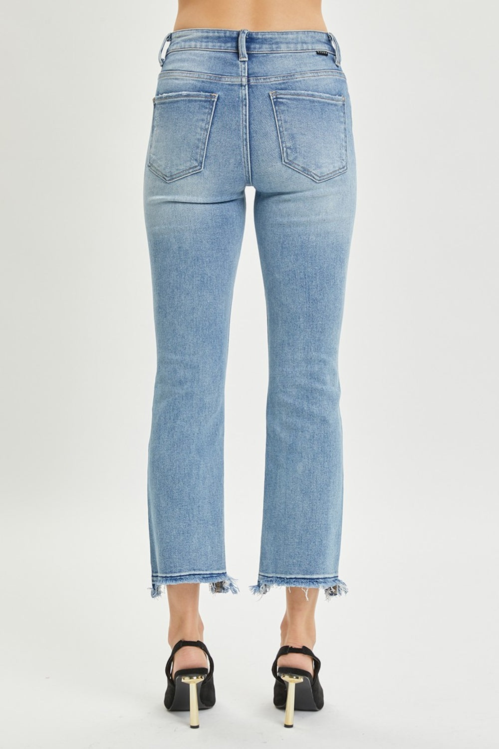 RISEN Full Size High Rise Distressed Cropped Straight Jeans 5092 | Gulf Resellers