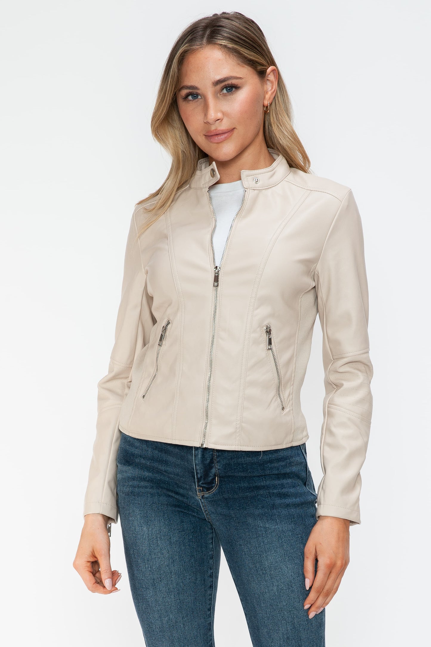Snobbish PU Leather Zip Up Jacket with Pockets 15355 | Gulf Resellers
