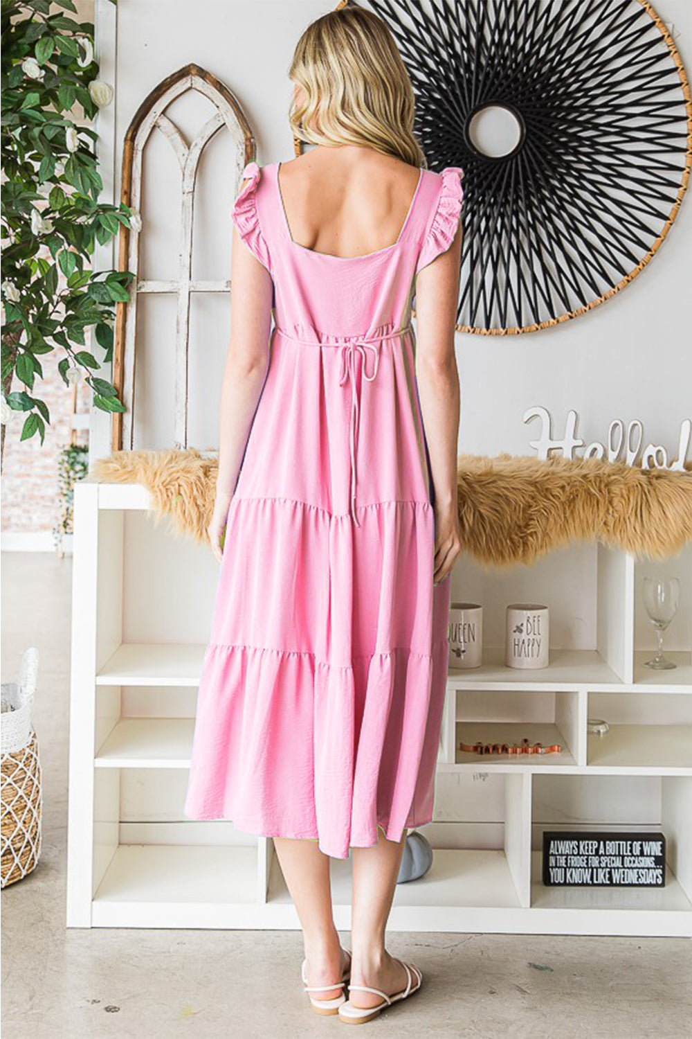 Reborn J Ruffled Sleeveless Tiered Midi Dress 6033 | Gulf Resellers