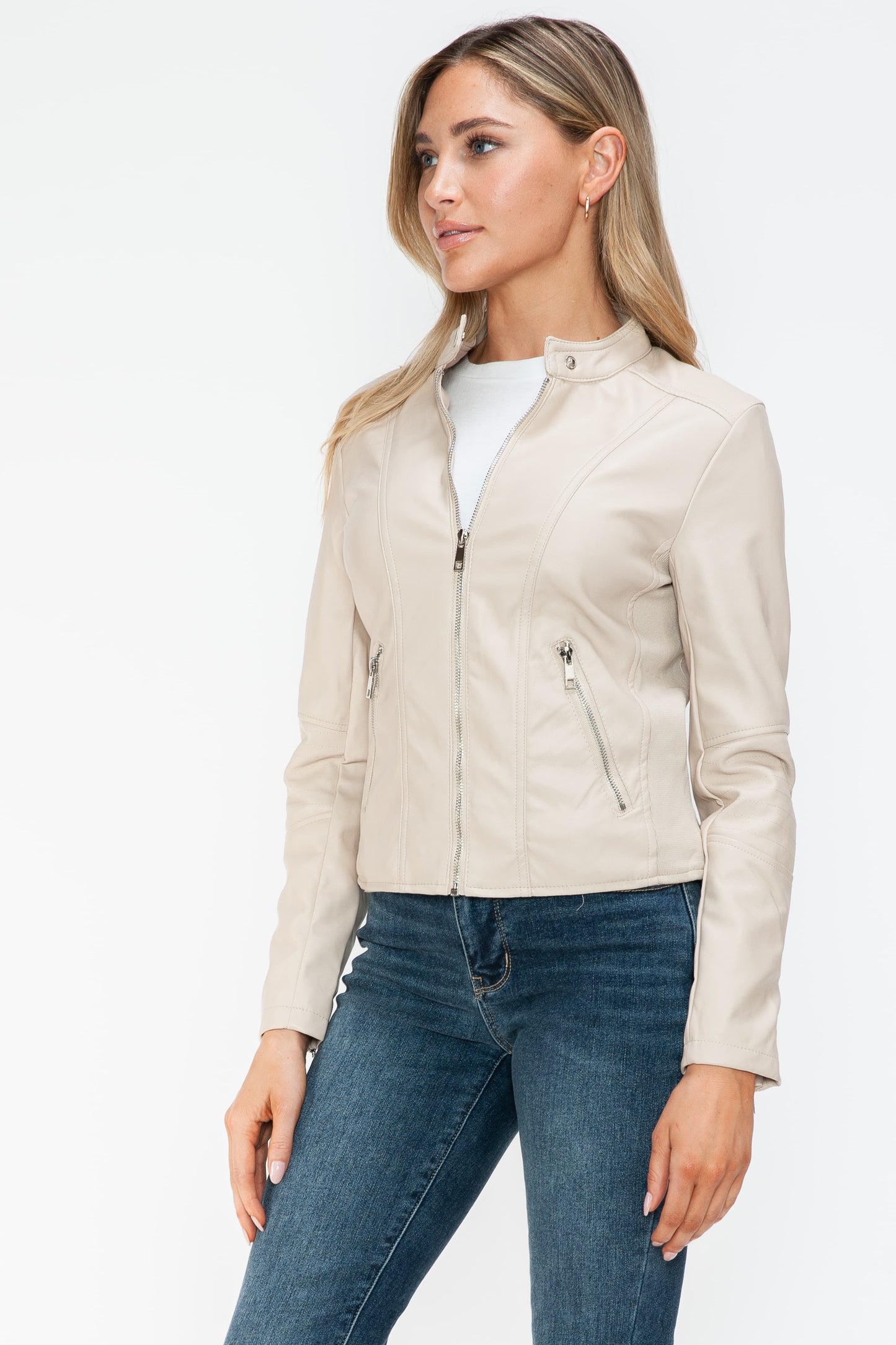 Snobbish PU Leather Zip Up Jacket with Pockets 15357 | Gulf Resellers