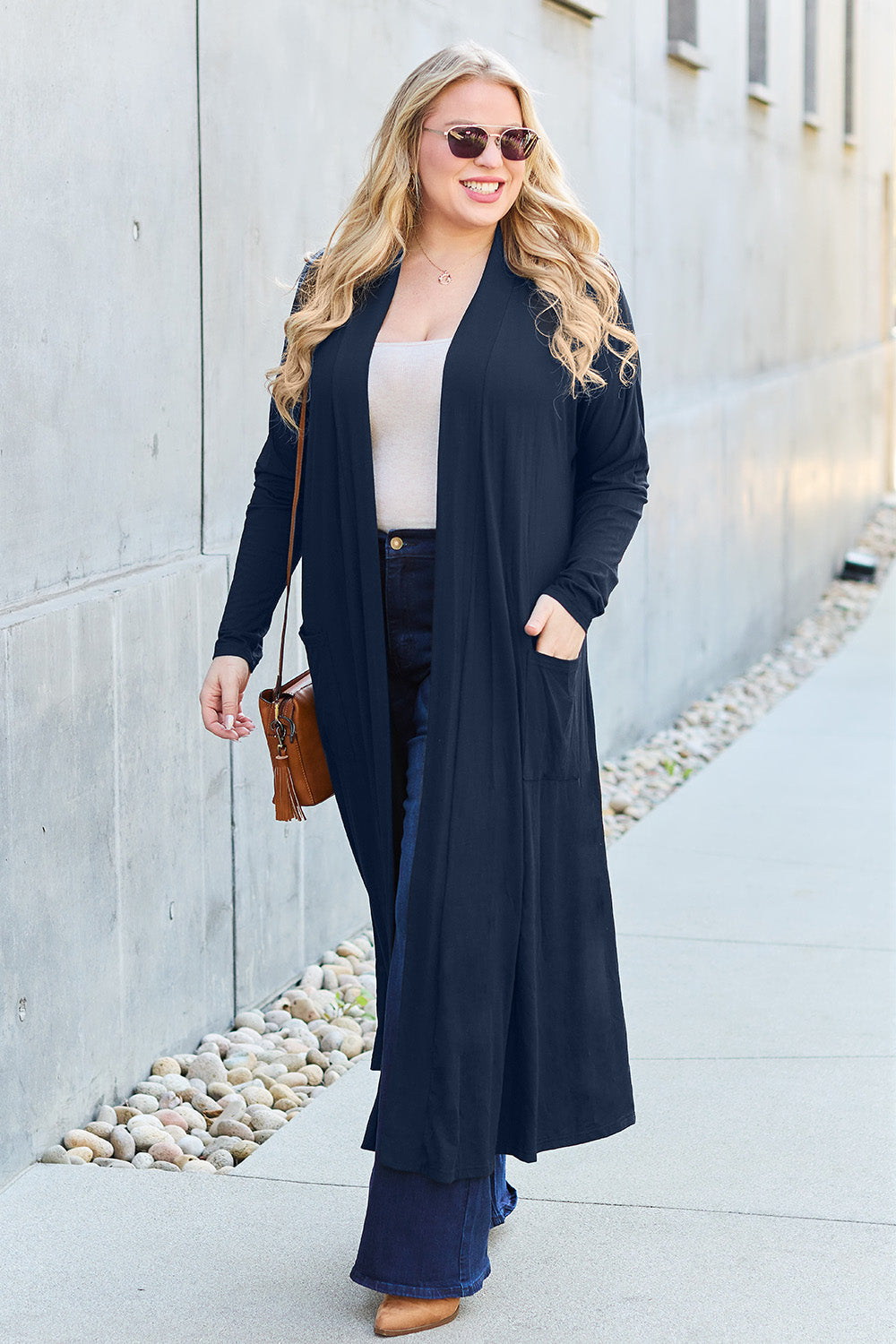 Basic Bae Full Size Open Front Long Sleeve Cover Up 12496 | Gulf Resellers