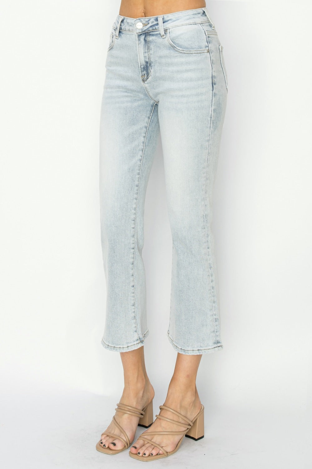 RISEN Full Size Mid Rise Cropped Flare Jeans 11076 | Gulf Resellers