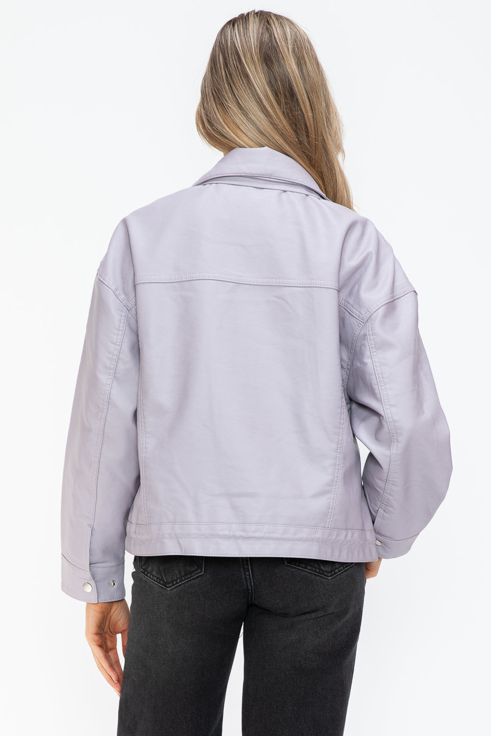 How Dare U Drawstring Hem PU Leather Zip Up Jacket 15443 | Gulf Resellers