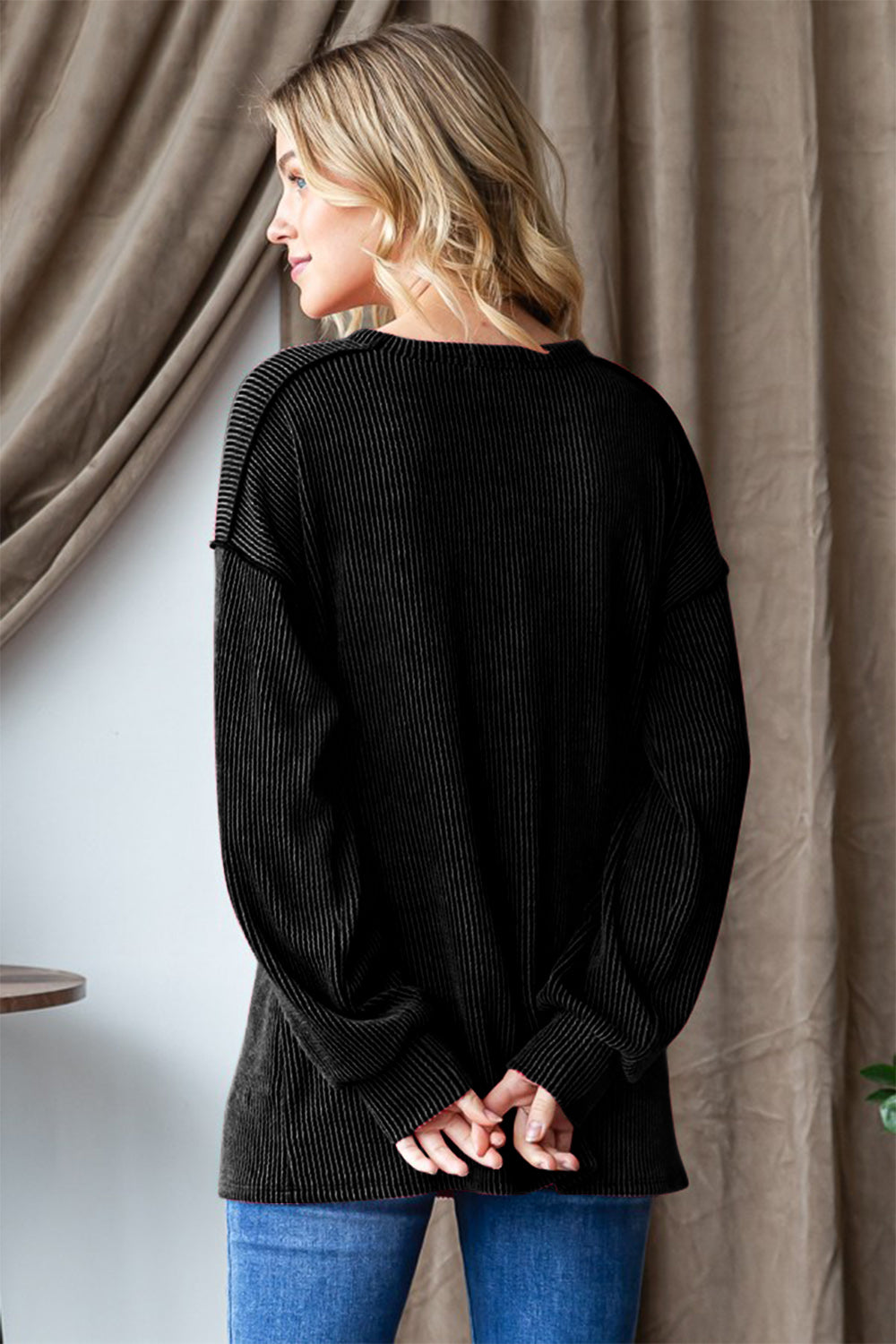 Heimish Ribbed Exposed Seam Long Sleeve T-Shirt 18470 | Gulf Resellers