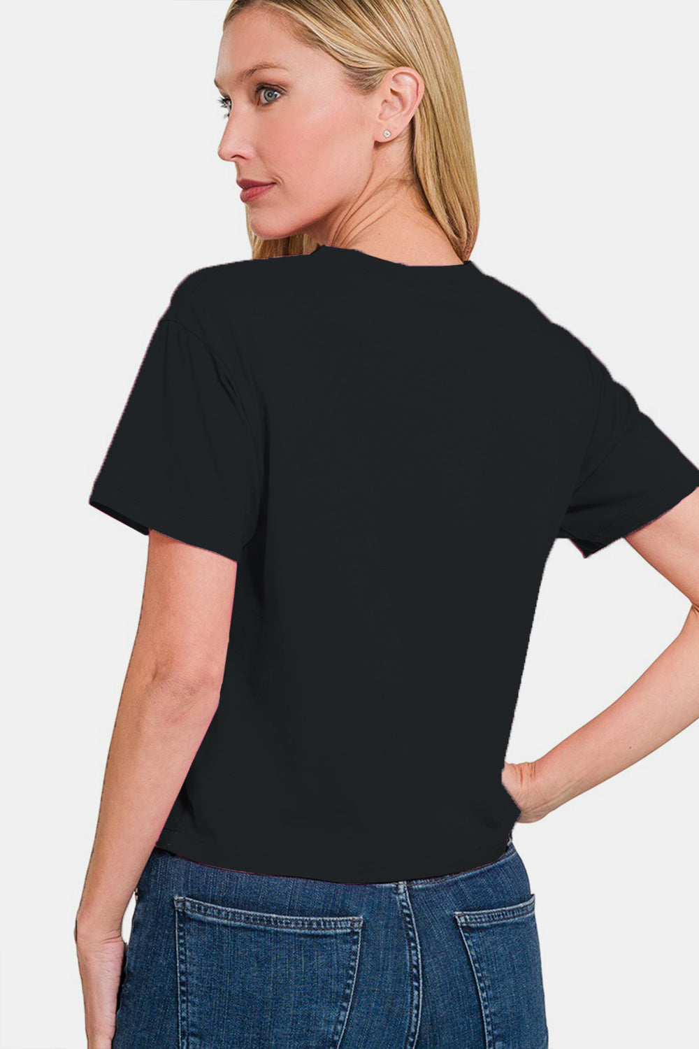 Zenana Round Neck Short Sleeve Cropped T-Shirt 19850 | Gulf Resellers
