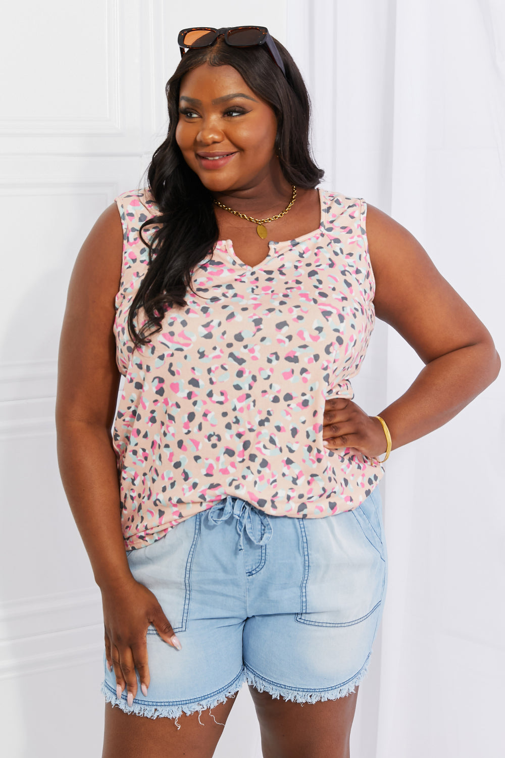 Heimish Full Size Printed Sleeveless Top 16660 | Gulf Resellers