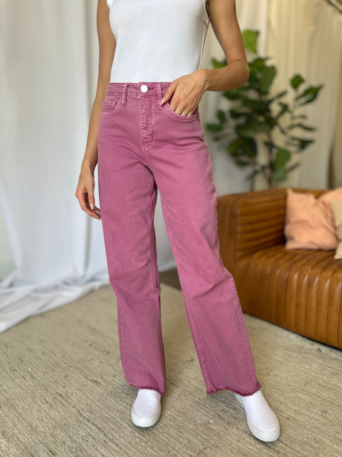 RFM Full Size High Rise Garment Dye Wide Leg Jeans 11153 | Gulf Resellers