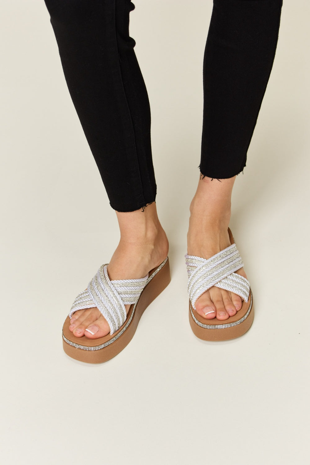 Forever Link Rhinestone Platform Wedge Sandals 14846 | Gulf Resellers