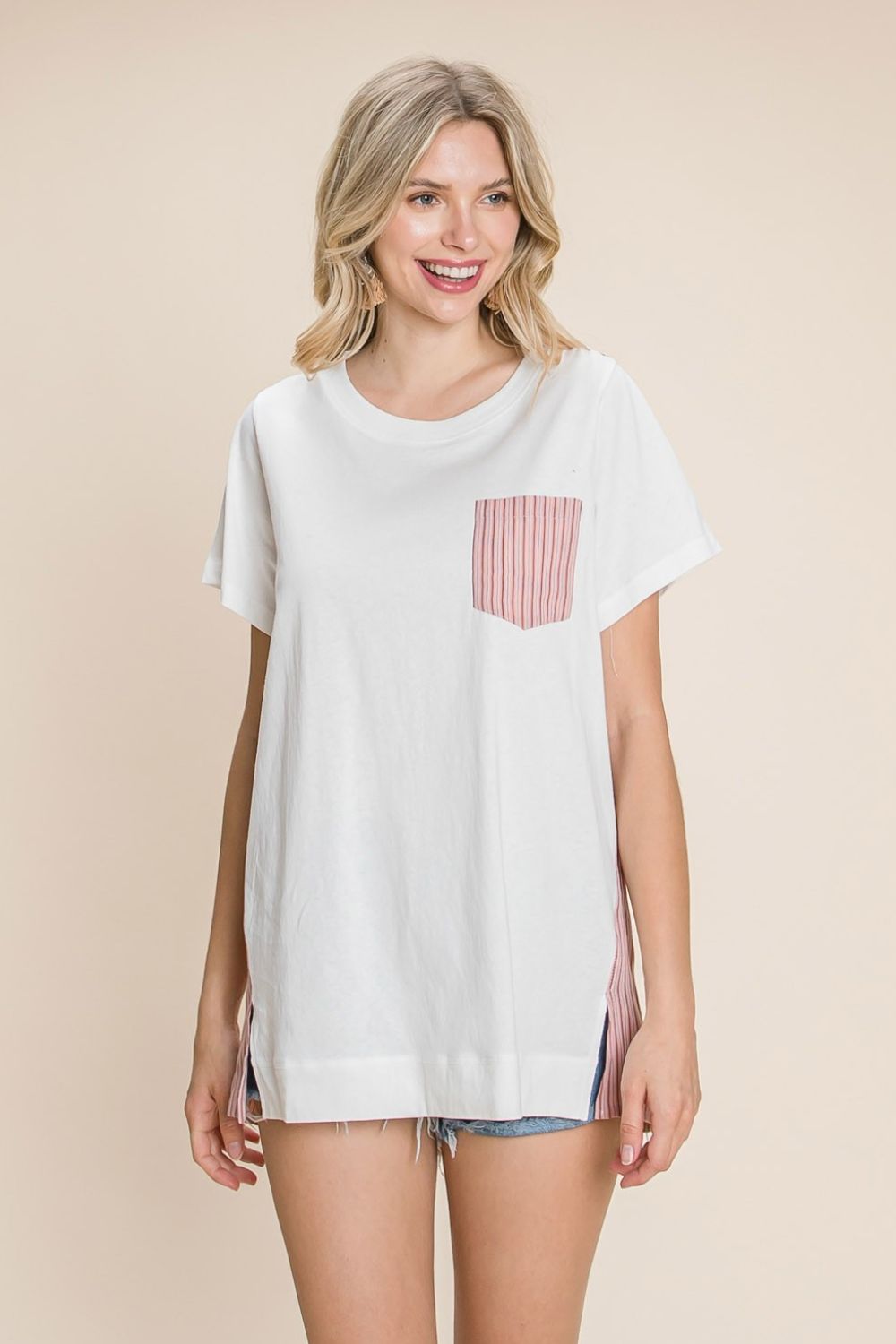 Cotton Bleu by Nu Label Contrast Striped Short Sleeve T-Shirt 7739 | Gulf Resellers