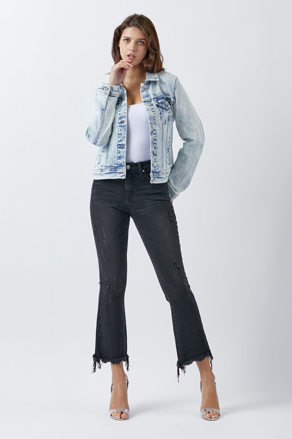RISEN Button Up Washed Denim Jacket 13235 | Gulf Resellers
