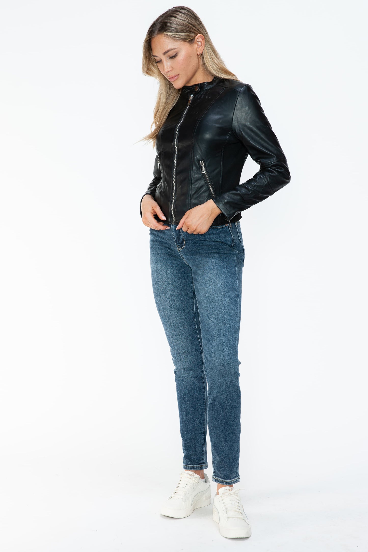 Snobbish PU Leather Zip Up Jacket with Pockets 16064 | Gulf Resellers