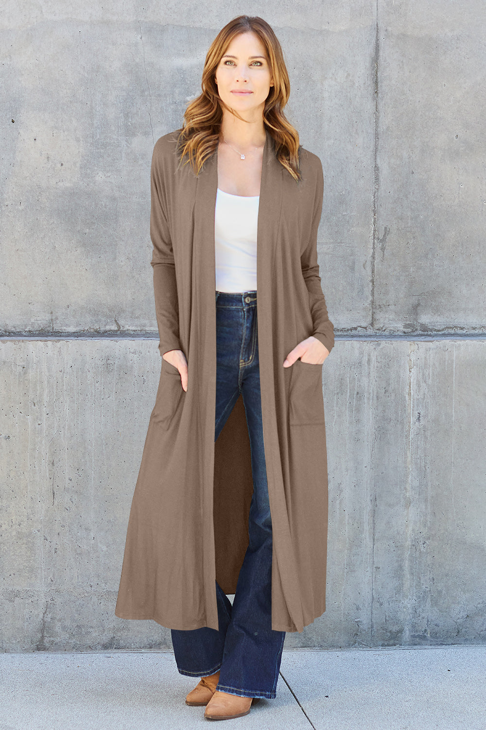 Basic Bae Full Size Open Front Long Sleeve Cover Up 12507 | Gulf Resellers