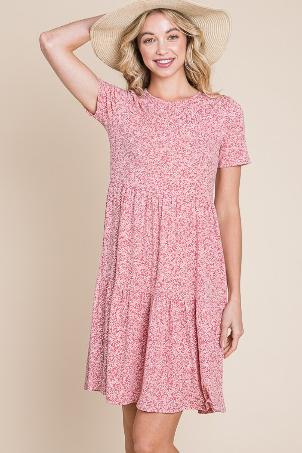 BOMBOM Printed Short Sleeve Mini Dress 6075 | Gulf Resellers