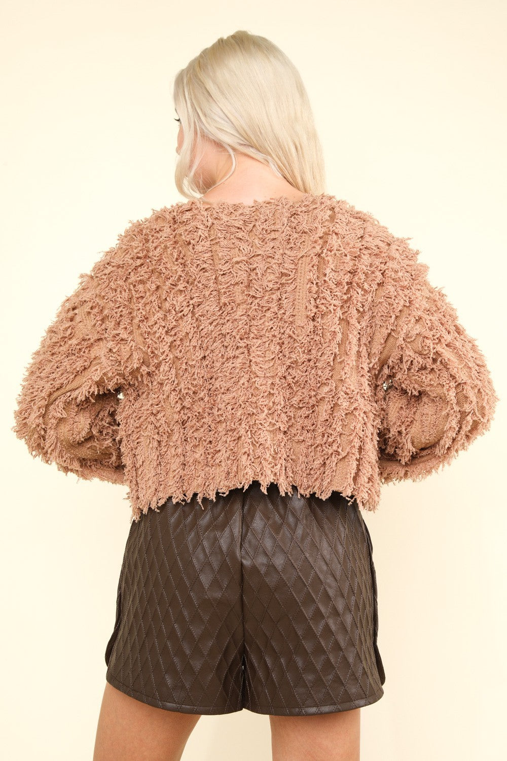 VERY J Shaggy Yarn Knit Zip Up Jacket 13365 | Gulf Resellers