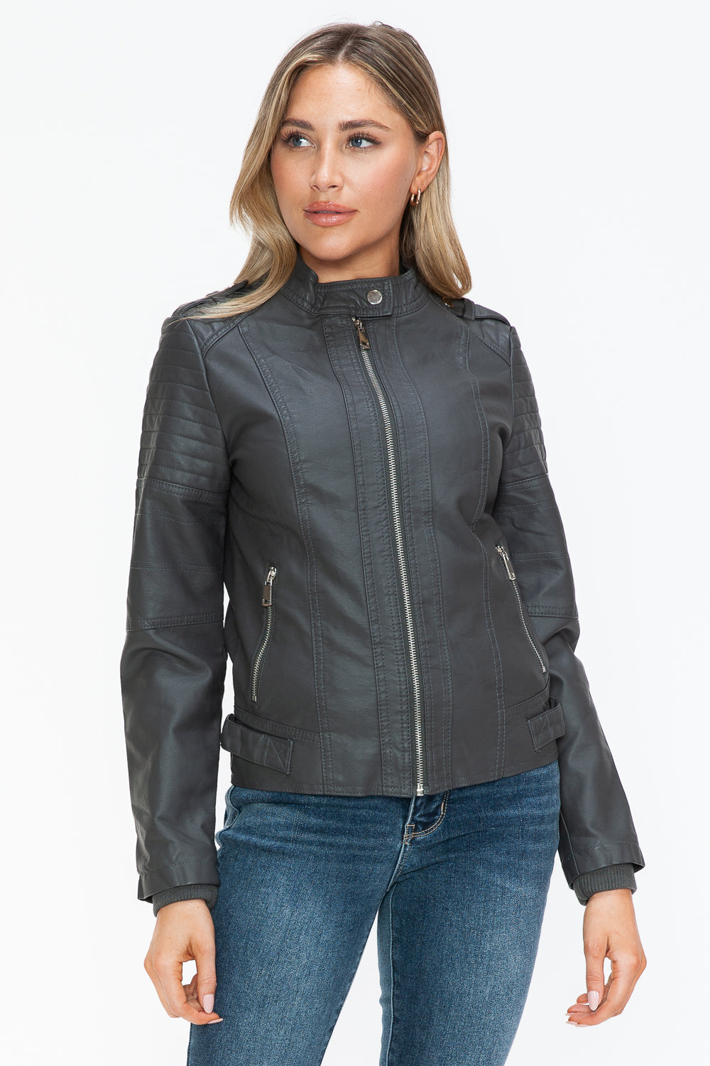 Snobbish PU Leather Biker Jacket with Side Zip Pockets 15293 | Gulf Resellers
