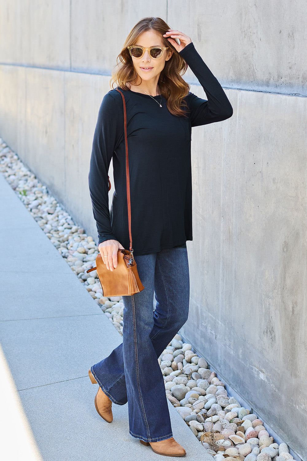 Basic Bae Full Size Round Neck Long Sleeve Top 8030 | Gulf Resellers