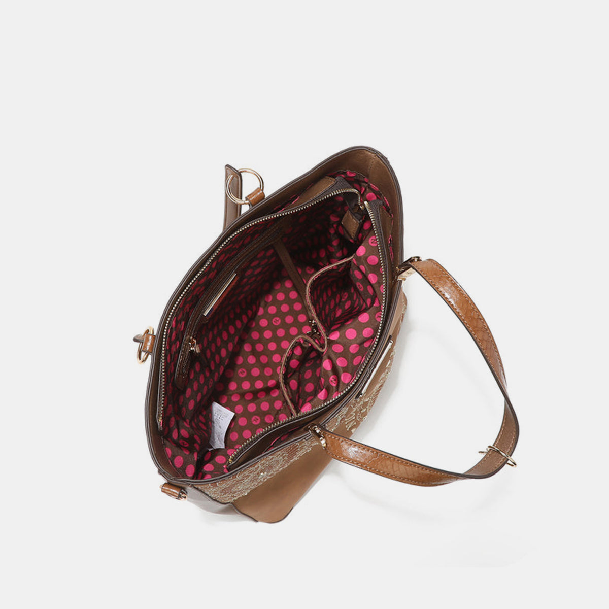 Nicole Lee USA Metallic Stitching Embroidery Inlaid Rhinestone Tote Bag 5691 | Gulf Resellers