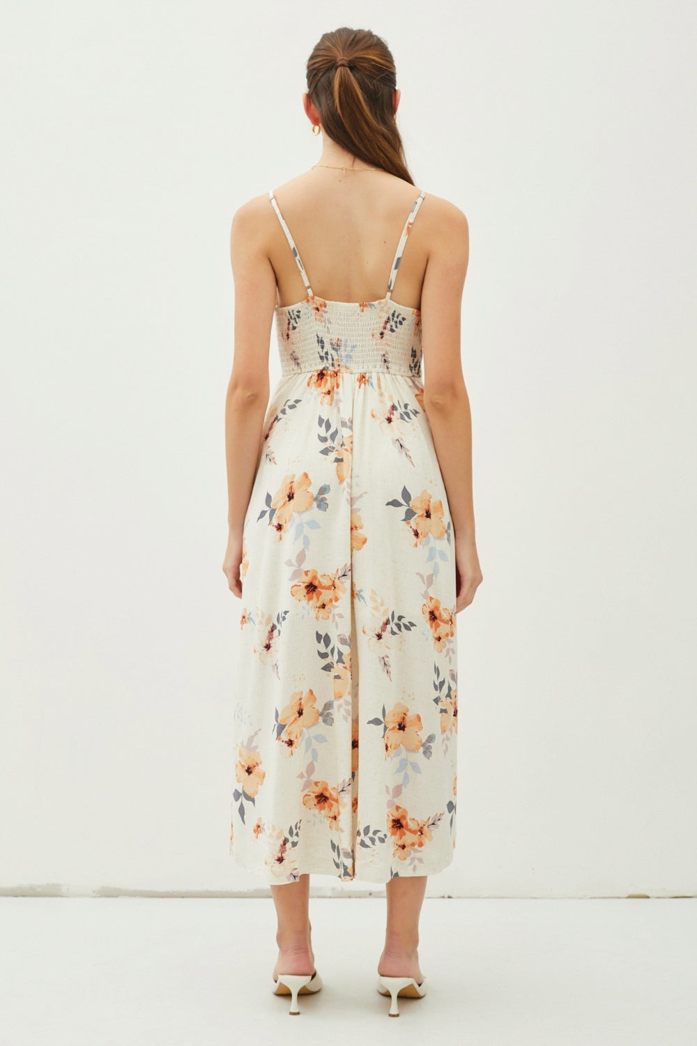 Be Cool Floral Button Down Cami Midi Dress 5134 | Gulf Resellers