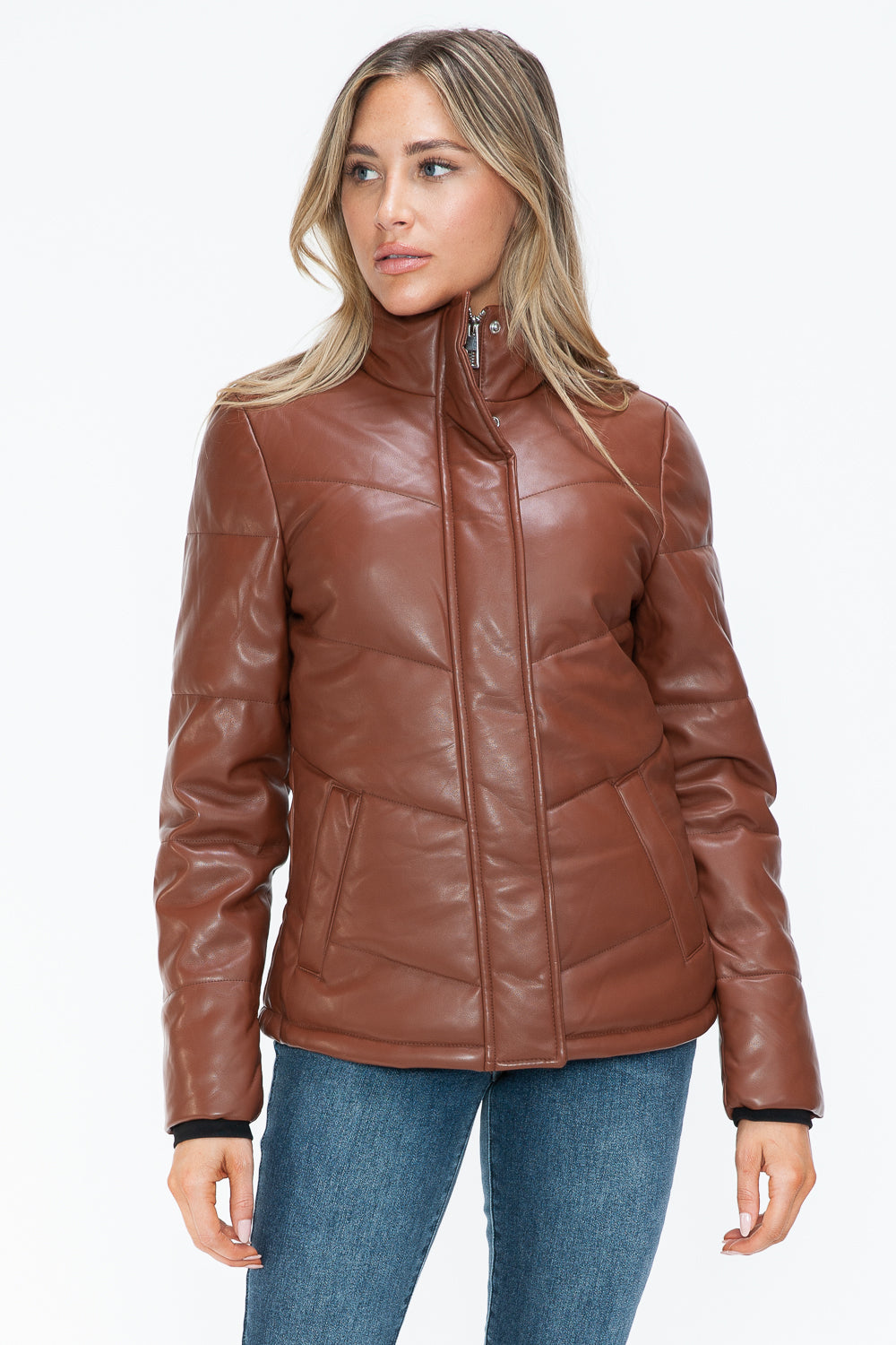 Snobbish Pocketed Zip Up Turtleneck Puffer Jacket 15120 | Gulf Resellers