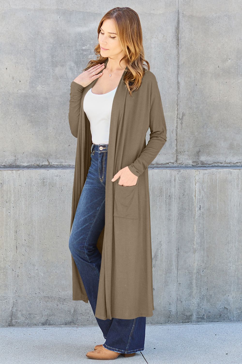 Basic Bae Full Size Open Front Long Sleeve Cover Up 12488 | Gulf Resellers