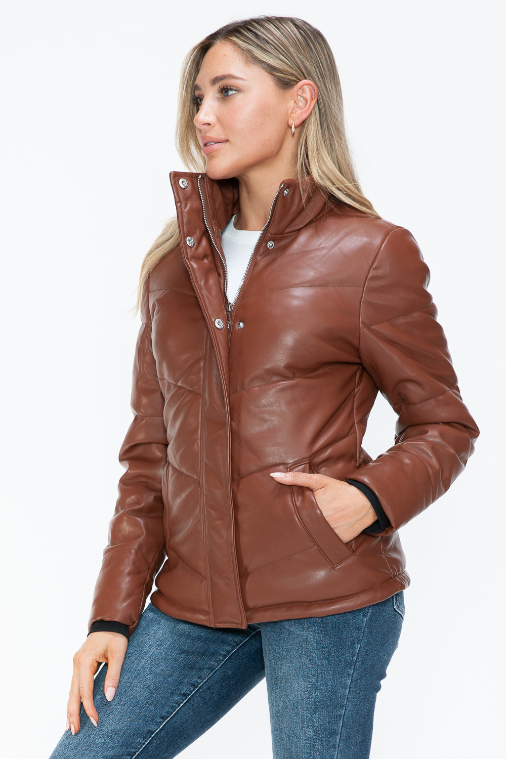 Snobbish Pocketed Zip Up Turtleneck Puffer Jacket 15126 | Gulf Resellers