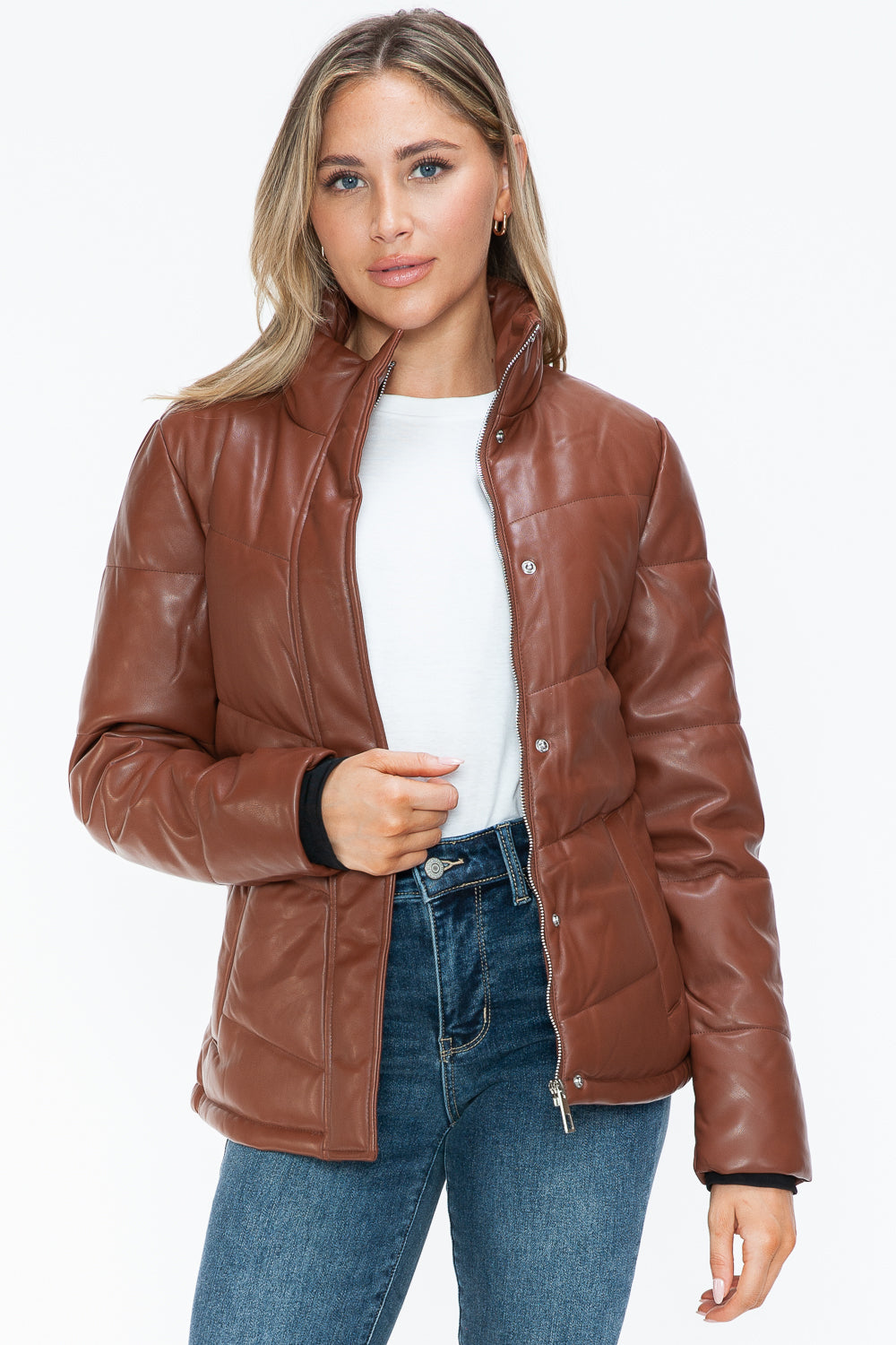 Snobbish Pocketed Zip Up Turtleneck Puffer Jacket 15117 | Gulf Resellers