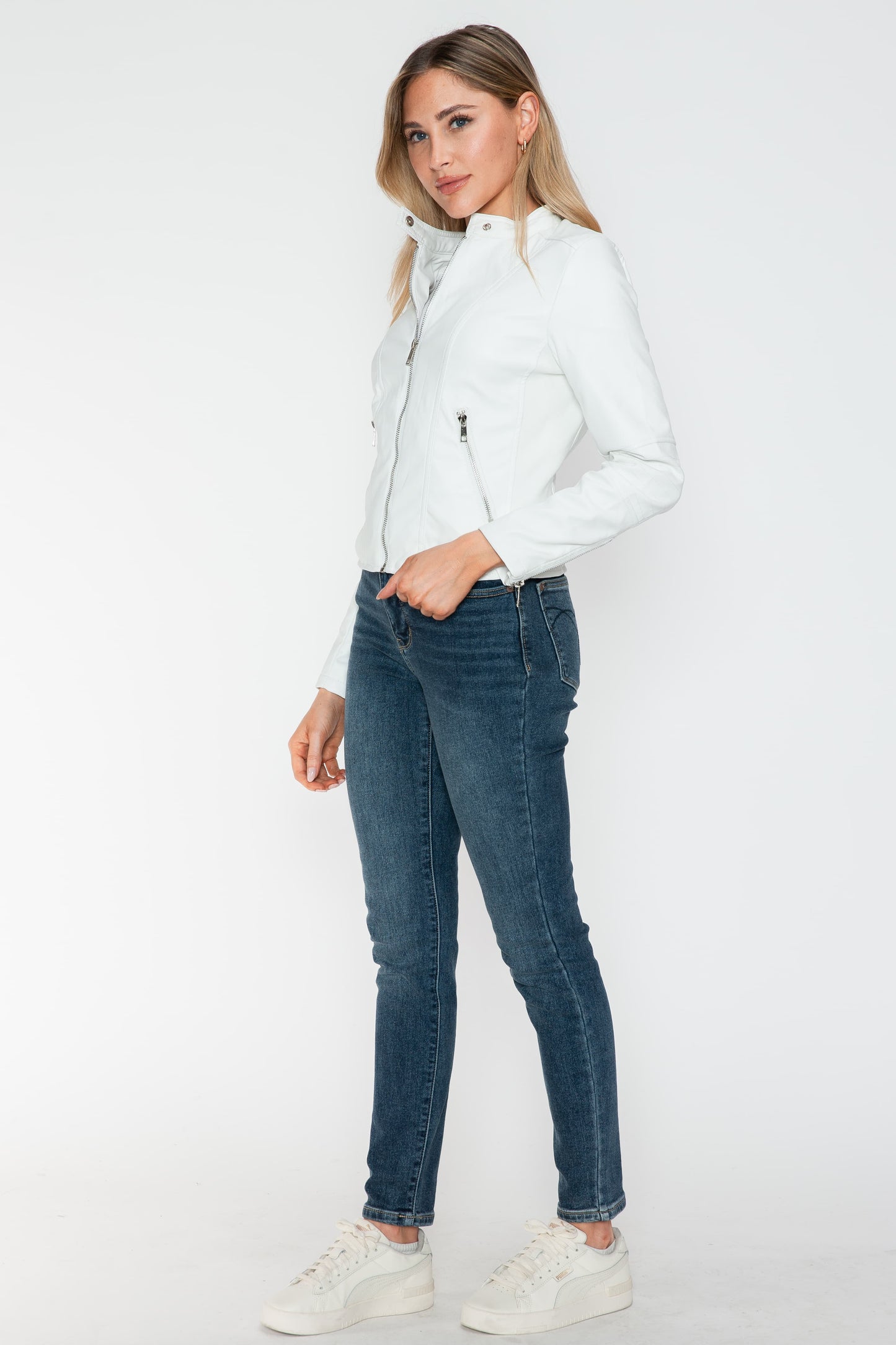 Snobbish PU Leather Zip Up Jacket with Pockets 15720 | Gulf Resellers