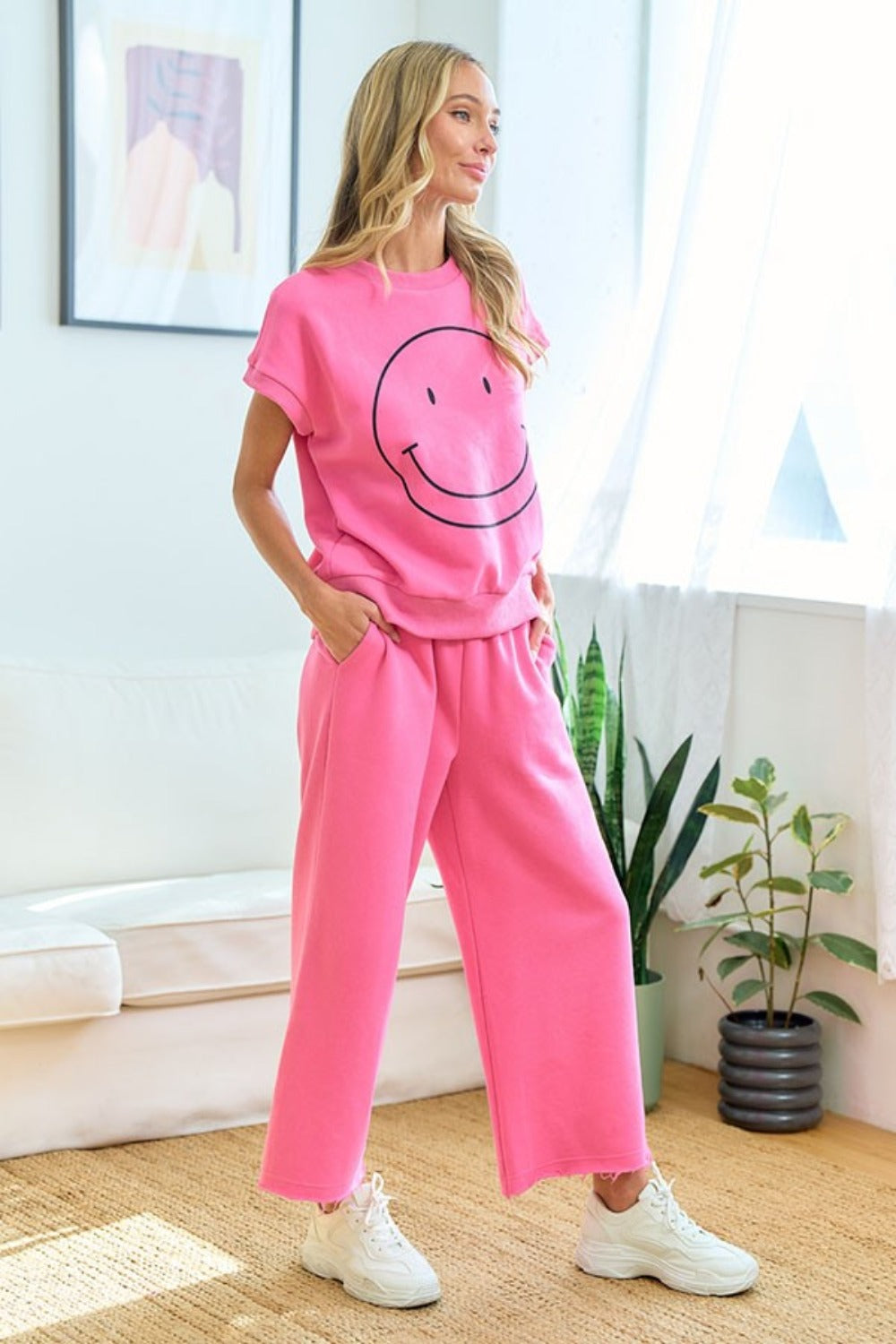 First Love Smile Face Drop Shoulder Brushed Inside T-Shirt 7831 | Gulf Resellers