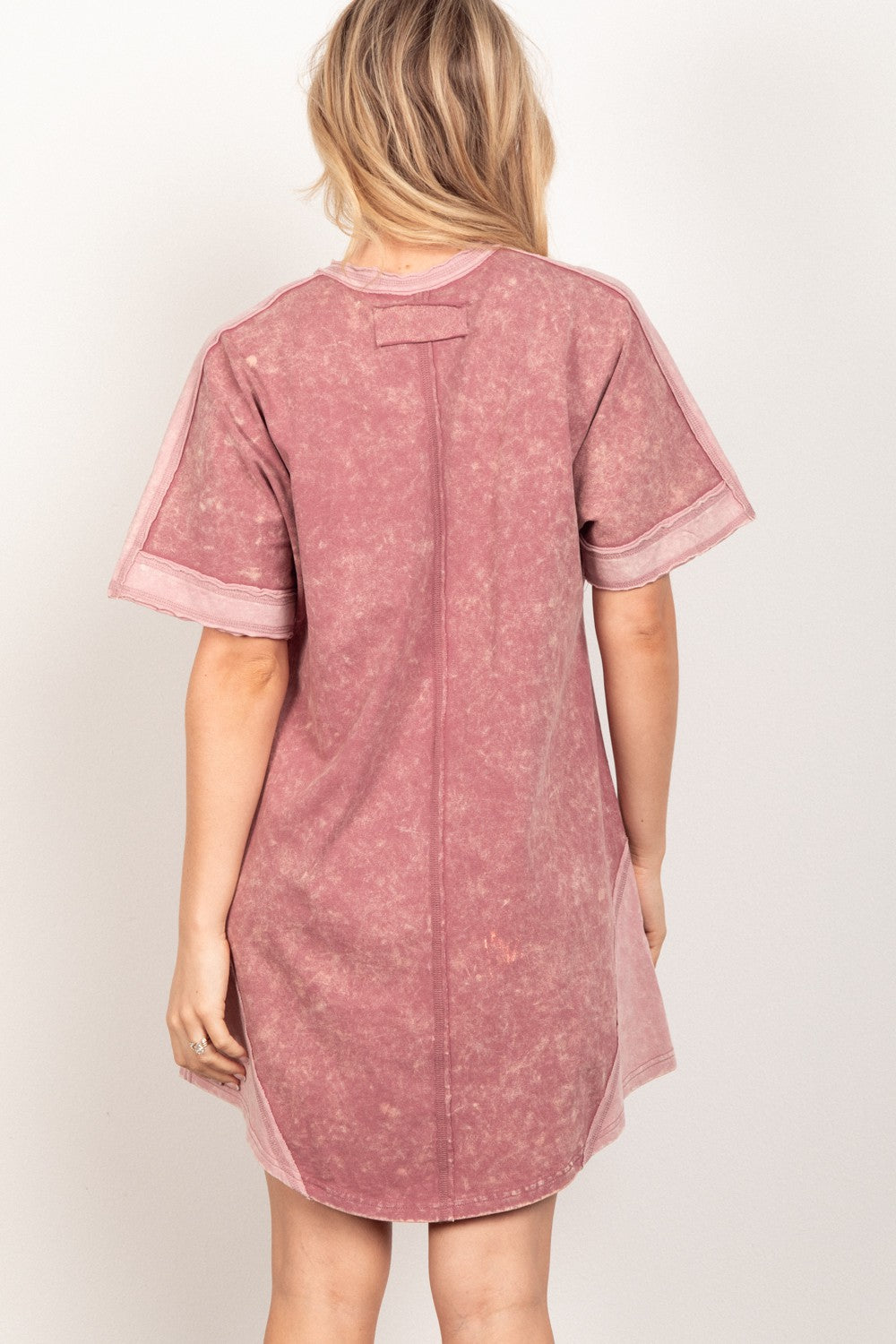 VERY J Short Sleeve V-Neck Tee Dress 6056 | Gulf Resellers