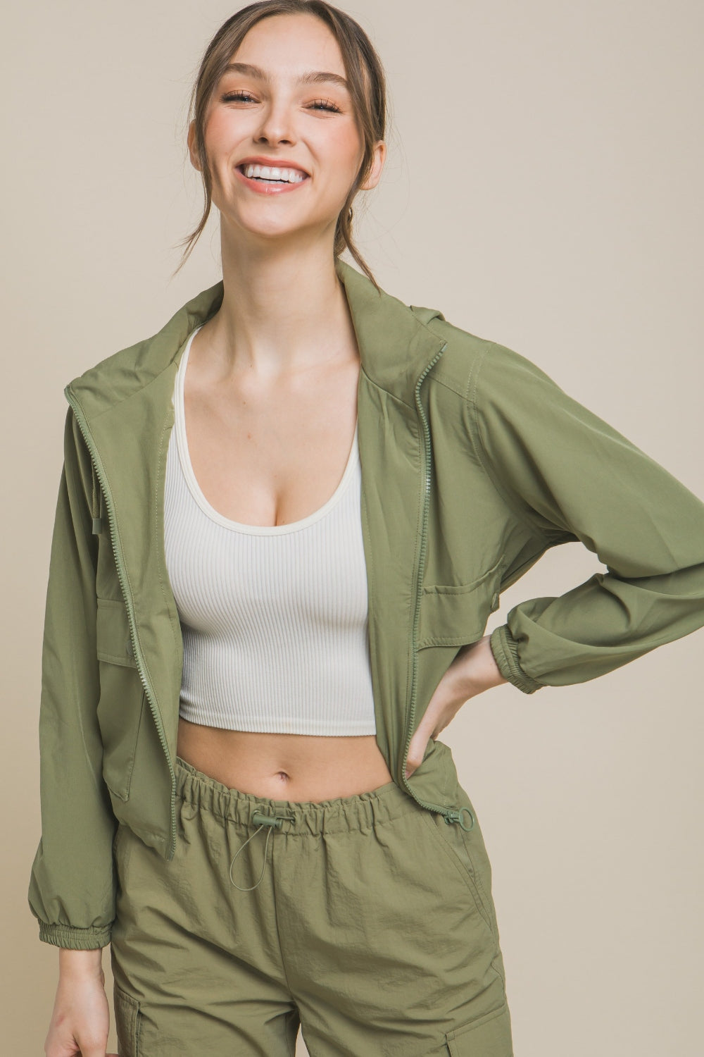 Love Tree Drawstring Hem Hooded Zip-Up Jacket 13386 | Gulf Resellers