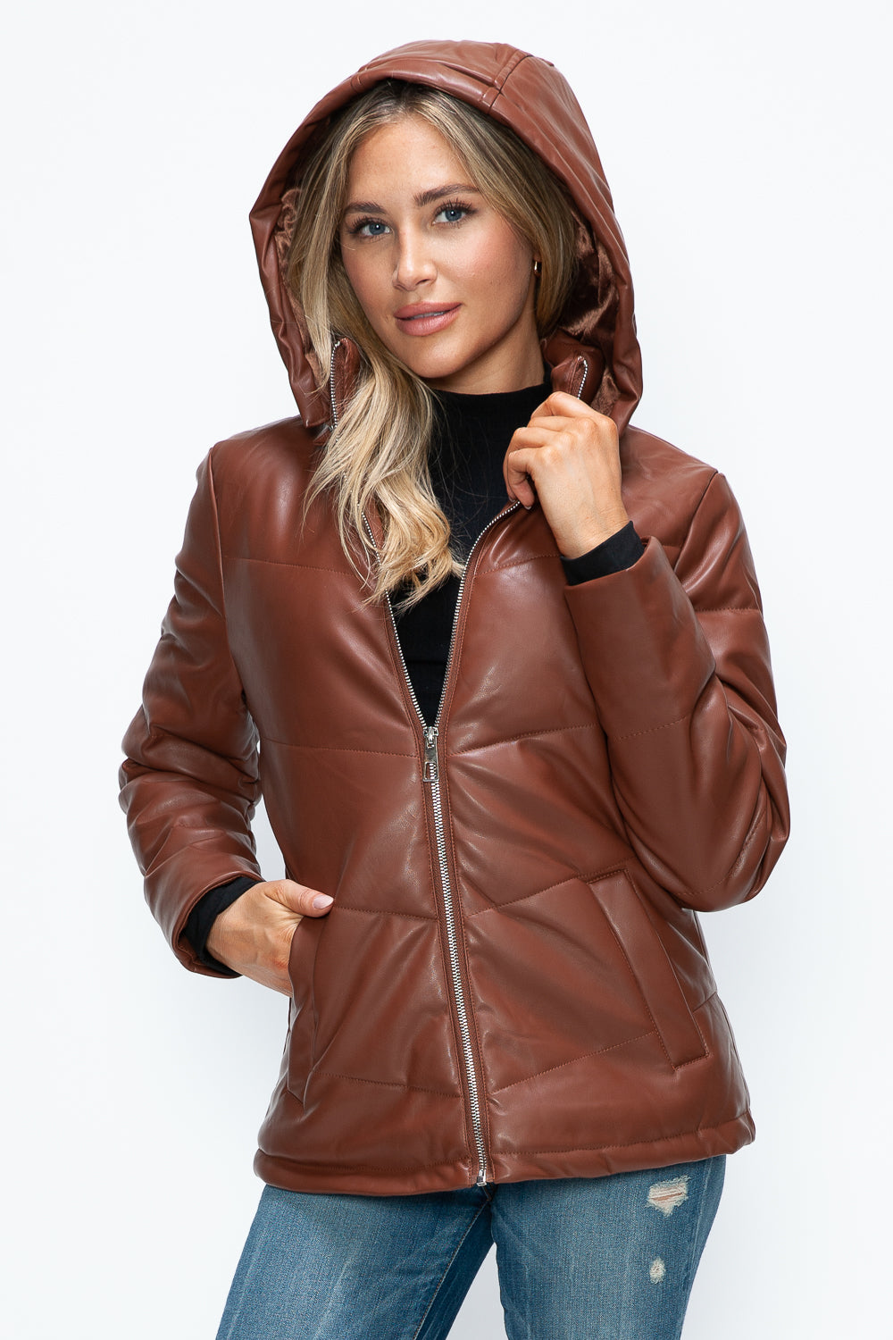 How Dare U Pocketed Zip Up Puffer Jacket with Removable Hood 16126 | Gulf Resellers