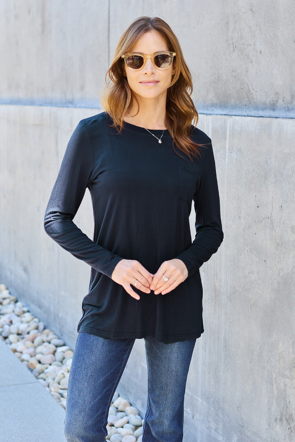 Basic Bae Full Size Round Neck Long Sleeve Top 8027 | Gulf Resellers