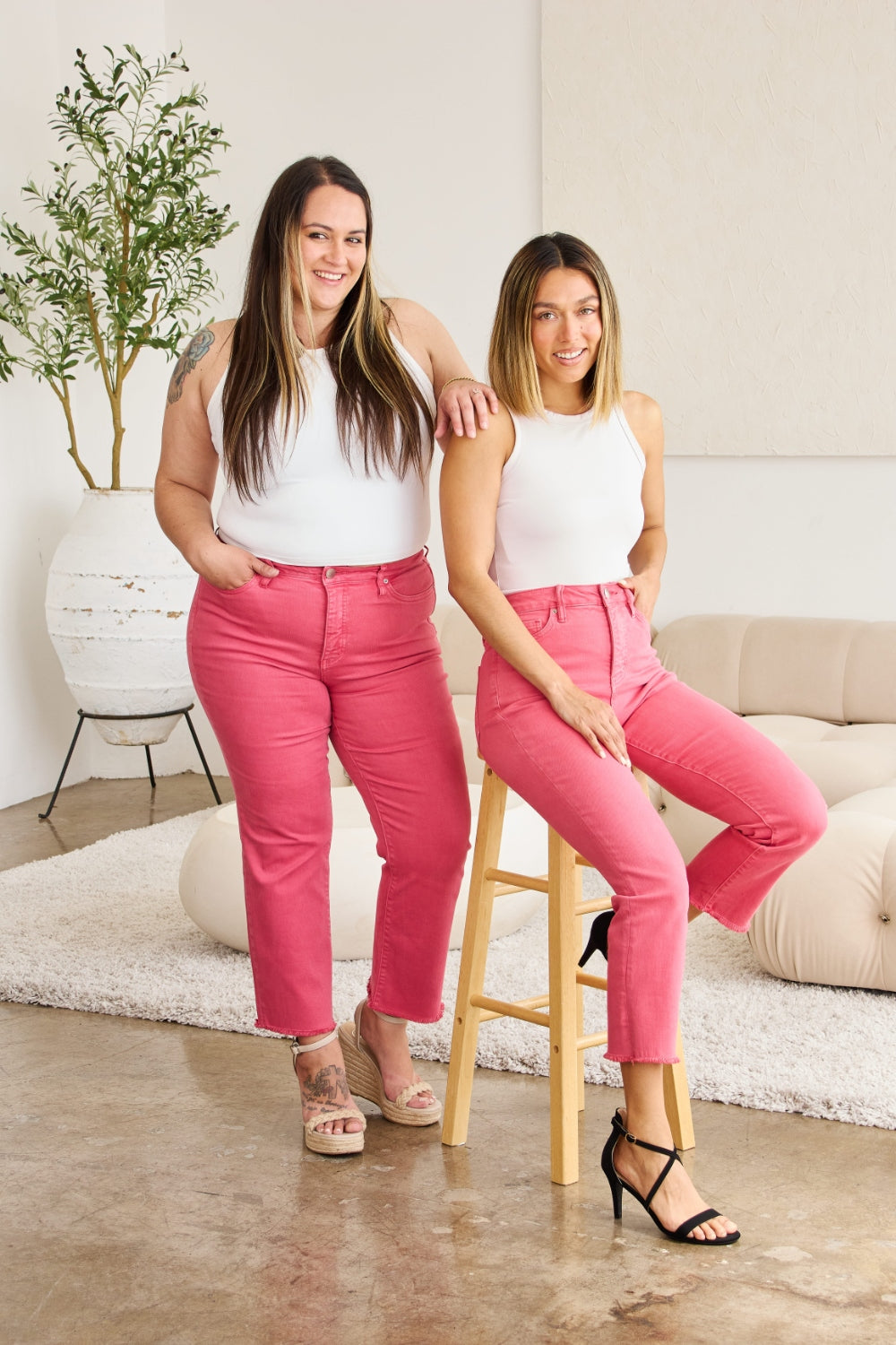 RFM Crop Dylan Full Size Tummy Control High Waist Raw Hem Jeans 4943 | Gulf Resellers