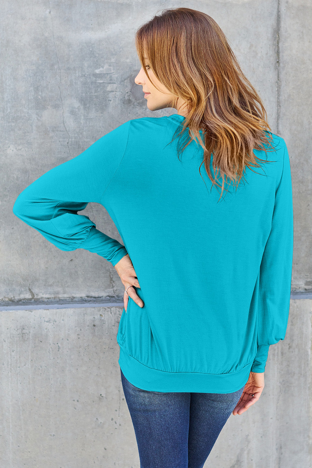 Basic Bae Full Size V-Neck Lantern Sleeve Top 6640 | Gulf Resellers