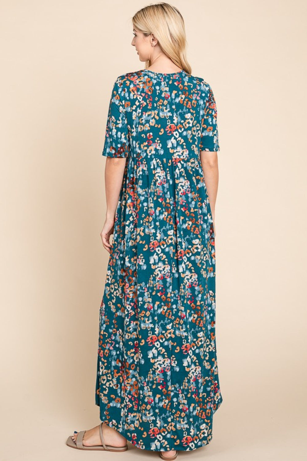 BOMBOM Printed Shirred Maxi Dress 6462 | Gulf Resellers