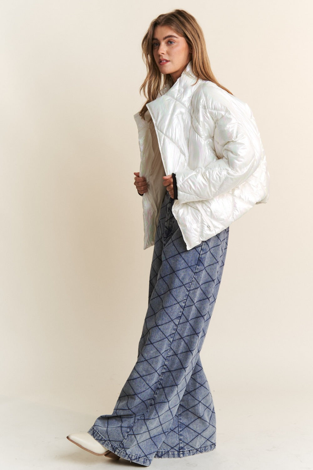 J.NNA Quilted Mock Neck Puffer Jacket 13596 | Gulf Resellers