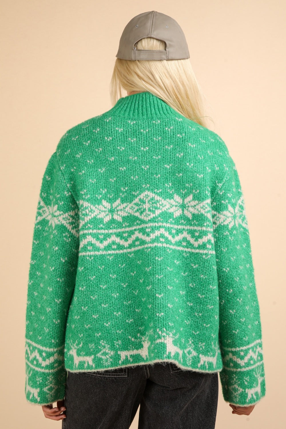VERY J Christmas Element Mock Neck Long Sleeve Sweater 10056 | Gulf Resellers