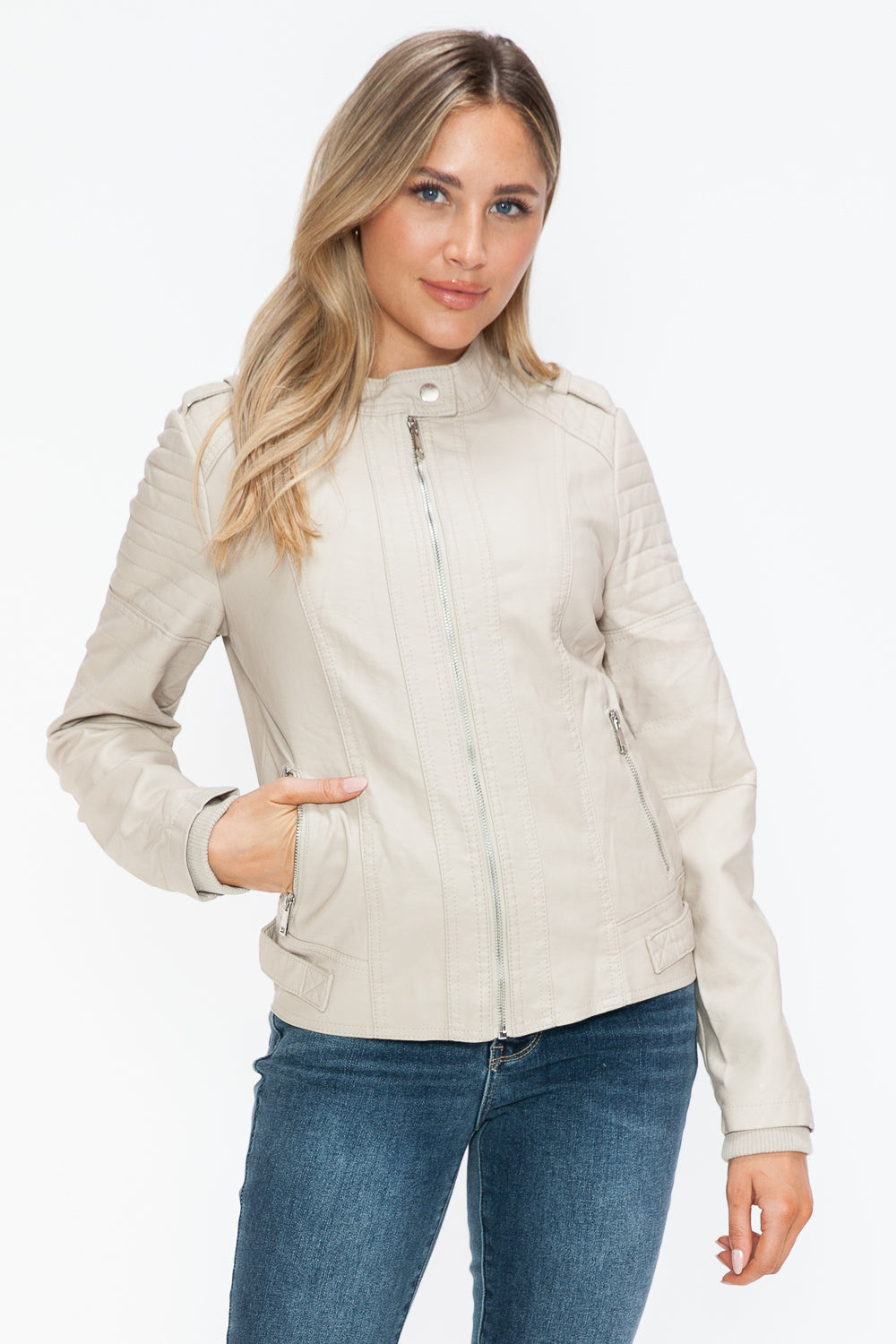 Snobbish PU Leather Biker Jacket with Side Zip Pockets 15621 | Gulf Resellers