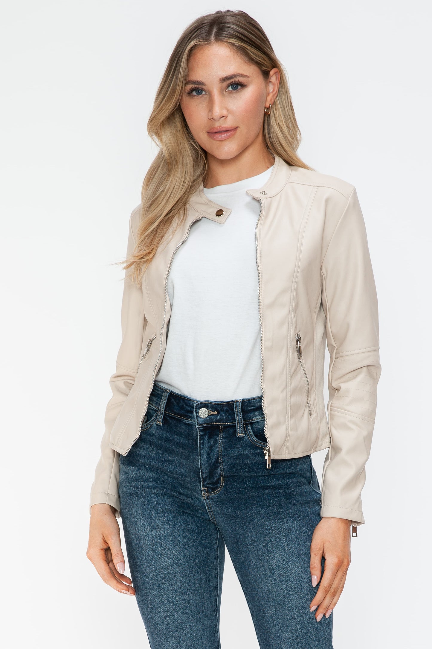 Snobbish PU Leather Zip Up Jacket with Pockets 15350 | Gulf Resellers